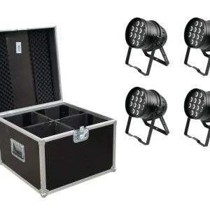 EUROLITE Set 4x LED PAR-64 HCL 12x10W sw + Case Solange Der Vorrat Reicht
