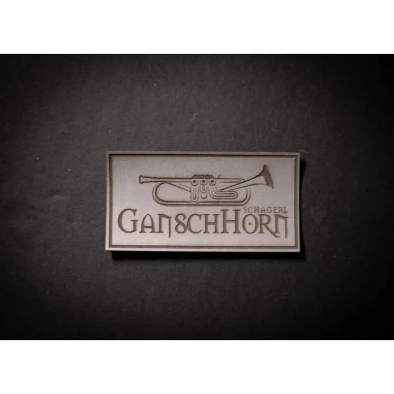 Knallerangebot Schagerl Gansch Horn Aufnäher Kunstleder, grau