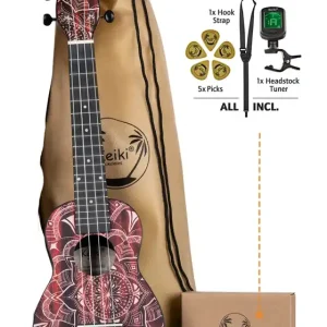 Ortega KEIKI Sopranukulele Agathis - Red Kaleidoscope Kostenloser Rückversand