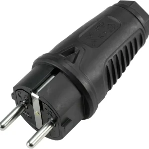 PC ELECTRIC Schutzkontakt Stecker Gummi sw Heißes Angebot