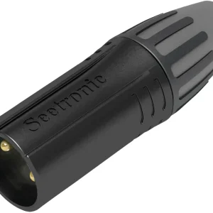 SEETRONIC XLR 3P-Stecker – männlich, Goldkontakte – schwarzes Gehäuse Geprüft