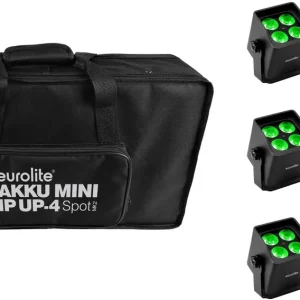 Wochenendangebot EUROLITE Set 6x AKKU Mini IP UP-4 QCL Spot MK2 + Soft-Bag
