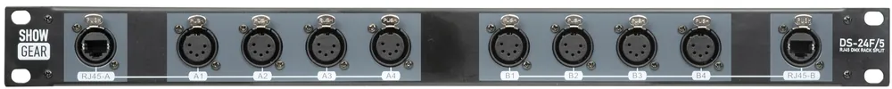 SHOWGEAR DS-24F/5 DMX Rack-Splitter 8x 5-polige XLR-Buchse auf 2x RJ45-Buchse (4 Universen pro Preisreduziert