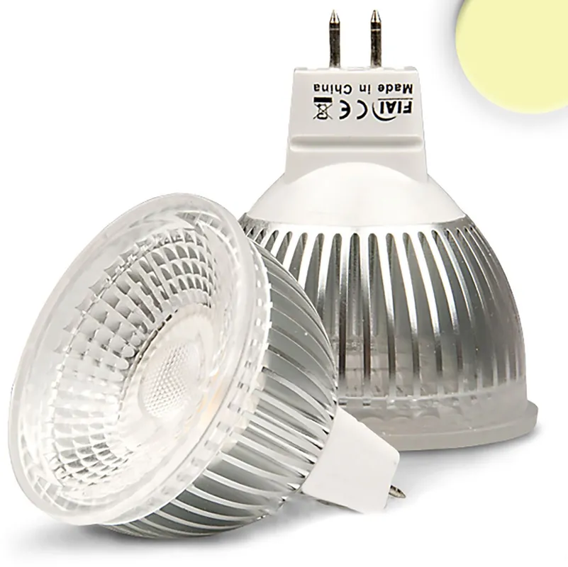 Billig ISOLED MR16 LED Strahler 6W GLAS-COB, 70°, warmweiß, dimmbar