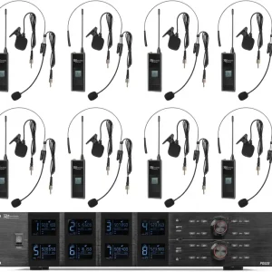 Preisknaller Power Dynamics PD528B UHF-Drahtlos-Mikrofonset mit 8 Taschensender-Mikrofonen