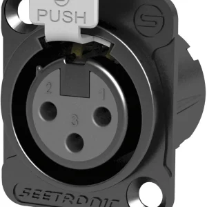 SEETRONIC XLR 3P Chassis – weiblich, silberne Kontakte – schwarzes Gehäuse Neu Im Sortiment