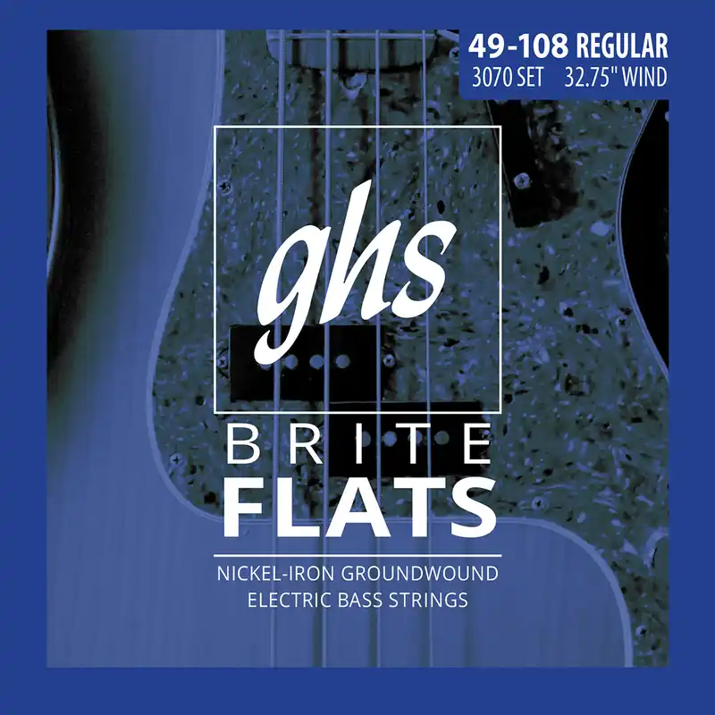 GHS Brite Flats - 3070 - Bass String Set, 4-String, Regular, .049-.108, Short Scale Nur Für Kurze Zeit