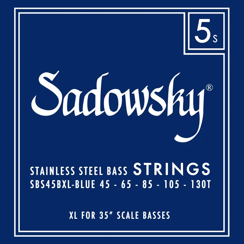 Sadowsky Blue Label Bass String Set, Stainless Steel, Taperwound, Extra Long Scale (35") - 5-String, .045-.130 Neuheit