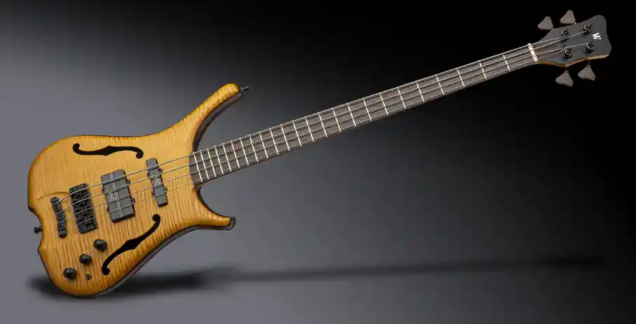 Warwick Masterbuilt Infinity, Flamed Maple, 4-String - Honey Violin Transparent Satin Solange Der Vorrat Reicht