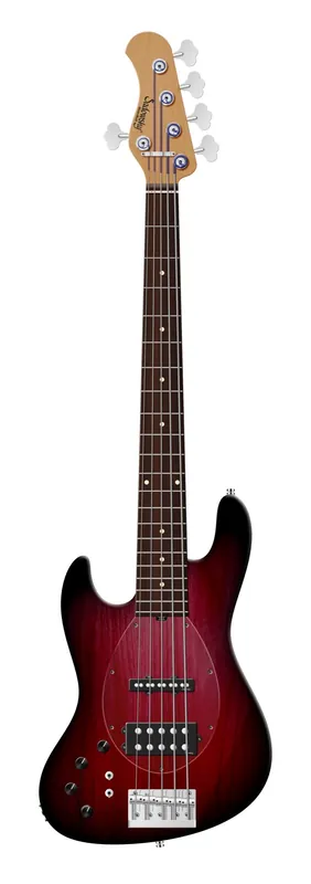 Aktuell Sadowsky MasterBuilt 21-Fret Vintage M/J Bass, Red Alder Body, Morado Fingerboard, 5-String, Lefthand - Burgundy Blackburst Transparent Satin