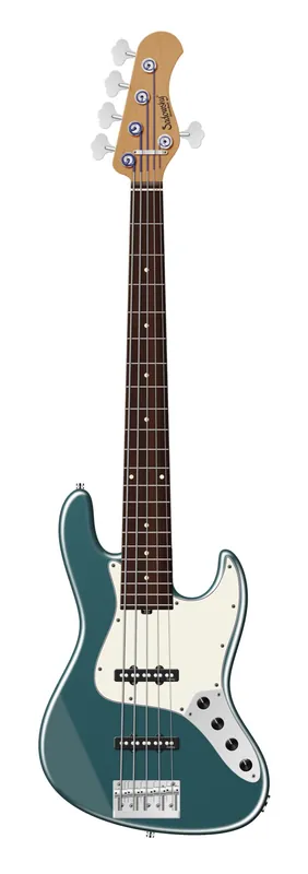 Wochenendangebot Sadowsky MasterBuilt 21-Fret Vintage J/J Bass, Red Alder Body, Morado Fingerboard, 5-String - Solid Vintage Teal Green Metallic Satin