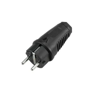 Geprüft PC ELECTRIC Schutzkontakt Stecker Gummi sw