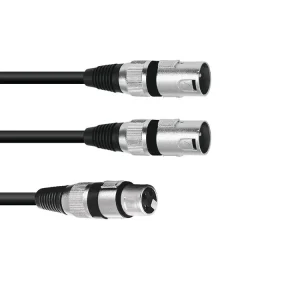 Zertifiziert OMNITRONIC Adapterkabel XLR(F)/2xXLR(M) 1,5m sw