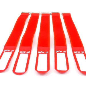 Echt GAFER.PL Kabelbinder Klettverschluss 25x400mm 5er Pack rot