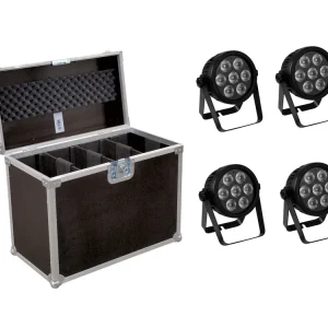 Zertifiziert EUROLITE Set 4x LED 7C-7 Silent Slim Spot + Case