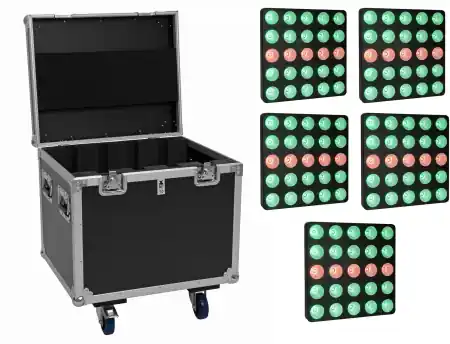 Rabatt EUROLITE Tourset: 4x "LED Pixel Matrix Panel" 5x5 RGB/WW mit Flightcase auf Rollen