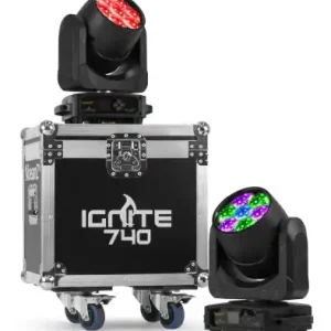 BeamZPro TOURSET: 2x "IGNITE740" LED Moving Head im "FC740I" Flightcase mit Rollen Top-Seller
