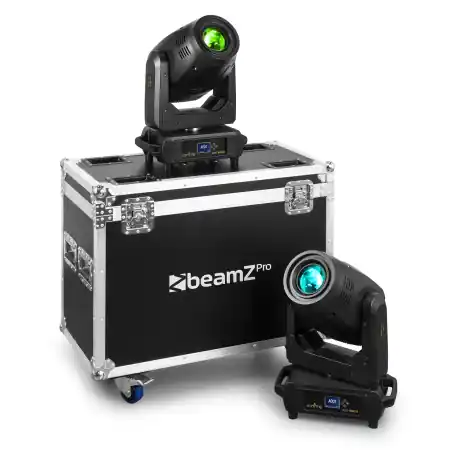 Günstig BUNDLE: 2x BeamZPro "IGNITE300A" Beam/Spot/Wash Moving Head mit Animationsrad & 300W LED + Flightcase