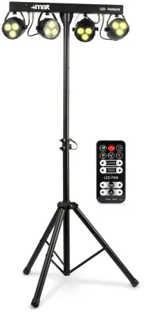 MAX "PARTYBAR 4" LED-Lichtanlage RGBW, inkl. Stativ und IR-Fernbedienung zum Spitzenpreis Abverkauf